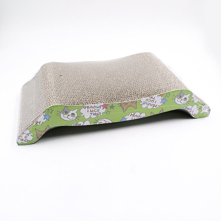 HKM-3042877 S-Shaped Cat Scratcher and Lounger with Catnip - Durable Corrugated Paper Mat for Healthy Claw Maintenance and Stress Relief