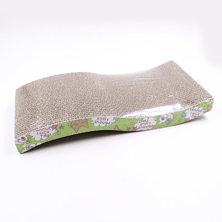 HKM-3042877 S-Shaped Cat Scratcher and Lounger with Catnip - Durable Corrugated Paper Mat for Healthy Claw Maintenance and Stress Relief