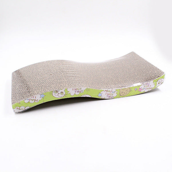 HKM-3042877 S-Shaped Cat Scratcher and Lounger with Catnip - Durable Corrugated Paper Mat for Healthy Claw Maintenance and Stress Relief