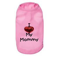 HKM-3043261 I Love Mom Pure Cotton Dog Vest in Black, White, and Pink - Sizes XXS to L