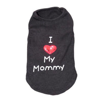 HKM-3043261 I Love Mom Pure Cotton Dog Vest in Black, White, and Pink - Sizes XXS to L