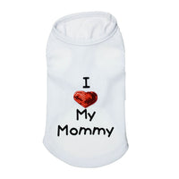 HKM-3043261 I Love Mom Pure Cotton Dog Vest in Black, White, and Pink - Sizes XXS to L