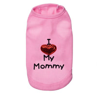 HKM-3043261 I Love Mom Pure Cotton Dog Vest in Black, White, and Pink - Sizes XXS to L