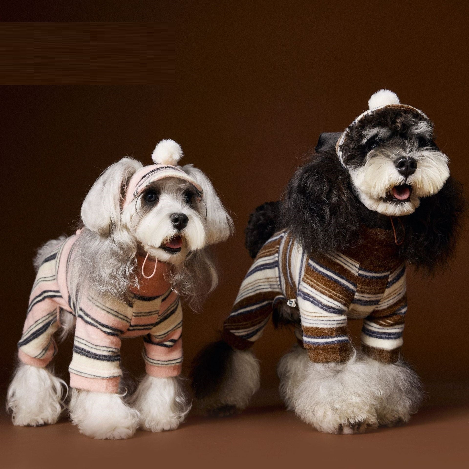 HKM-304339 Cozy Striped Dog Sweater for Schnauzers, Teddies, Bichons & Maltese - Thick Warm Design