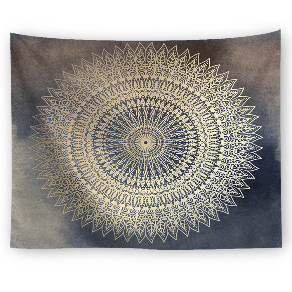 HKM-304467 Mandala Floral Polyester Beach Towel with Digital Sublimation Print