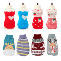 HKM-3045053 Cozy Wool Dog Sweater with Stripes and Deer Design - Multiple Sizes Available