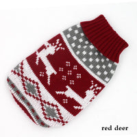 HKM-3045053 Cozy Wool Dog Sweater with Stripes and Deer Design - Multiple Sizes Available