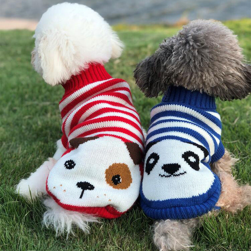 HKM-3045053 Cozy Wool Dog Sweater with Stripes and Deer Design - Multiple Sizes Available