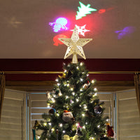 HKM-304531 LED Star-Shaped Christmas Tree Top Projection Light with Adjustable Snowflake Effect