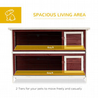 HKM-3046333 54" Elevated 2-Story Weatherproof Wooden Rabbit Hutch with Enclosed Run and Easy Clean Trays