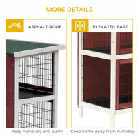 HKM-3046333 54" Elevated 2-Story Weatherproof Wooden Rabbit Hutch with Enclosed Run and Easy Clean Trays