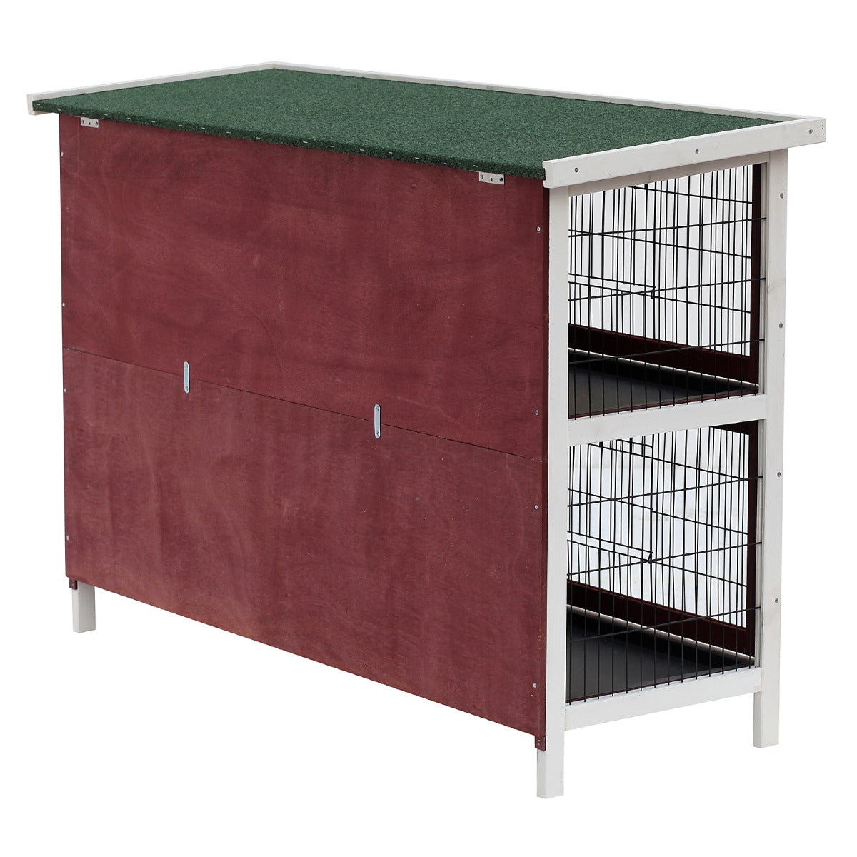 HKM-3046333 54" Elevated 2-Story Weatherproof Wooden Rabbit Hutch with Enclosed Run and Easy Clean Trays