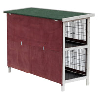 HKM-3046333 54" Elevated 2-Story Weatherproof Wooden Rabbit Hutch with Enclosed Run and Easy Clean Trays