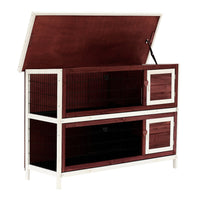 HKM-3046333 54" Elevated 2-Story Weatherproof Wooden Rabbit Hutch with Enclosed Run and Easy Clean Trays