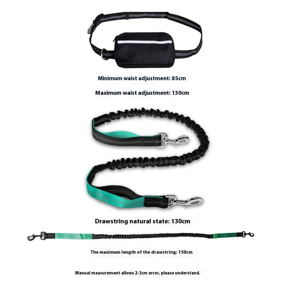 HKM-3046461 Retractable Hands-Free Dog Leash with Reflective Nylon and Waist Bag for Pet Walking