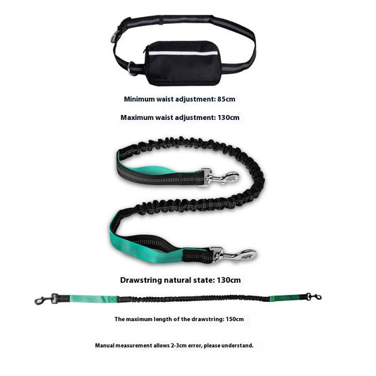 HKM-3046461 Retractable Hands-Free Dog Leash with Reflective Nylon and Waist Bag for Pet Walking