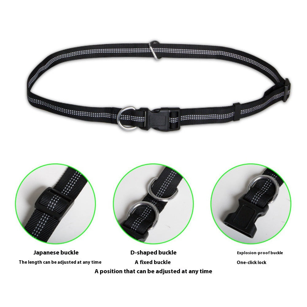 HKM-3046461 Retractable Hands-Free Dog Leash with Reflective Nylon and Waist Bag for Pet Walking