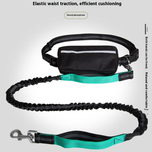 HKM-3046461 Retractable Hands-Free Dog Leash with Reflective Nylon and Waist Bag for Pet Walking