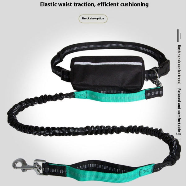 HKM-3046461 Retractable Hands-Free Dog Leash with Reflective Nylon and Waist Bag for Pet Walking