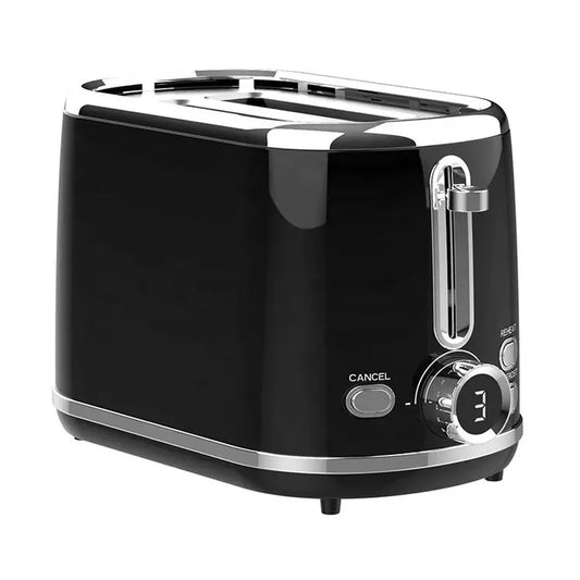 HKM-304659 900W Retro Digital 2-Slice Black Wide Toaster with Timer