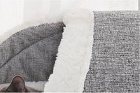 HKM-3046717 Cozy Cloth Dog and Cat Kennel for Autumn and Winter, Beige and Gray, 46x35x30cm, Suitable for Pets Under 7.5kg