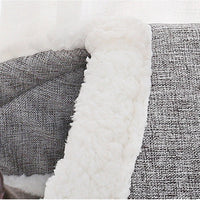 HKM-3046717 Cozy Cloth Dog and Cat Kennel for Autumn and Winter, Beige and Gray, 46x35x30cm, Suitable for Pets Under 7.5kg