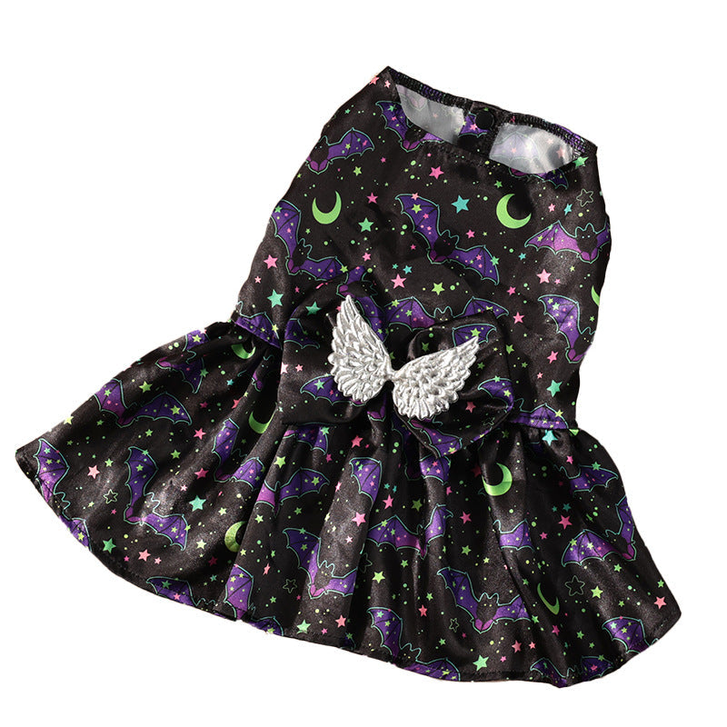 HKM-3046845 Pumpkin & Bat Angel Wings Dog Costume for Halloween, Sizes S-XL, Polyester Material