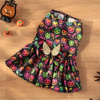 HKM-3046845 Pumpkin & Bat Angel Wings Dog Costume for Halloween, Sizes S-XL, Polyester Material