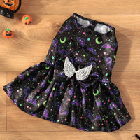 HKM-3046845 Pumpkin & Bat Angel Wings Dog Costume for Halloween, Sizes S-XL, Polyester Material