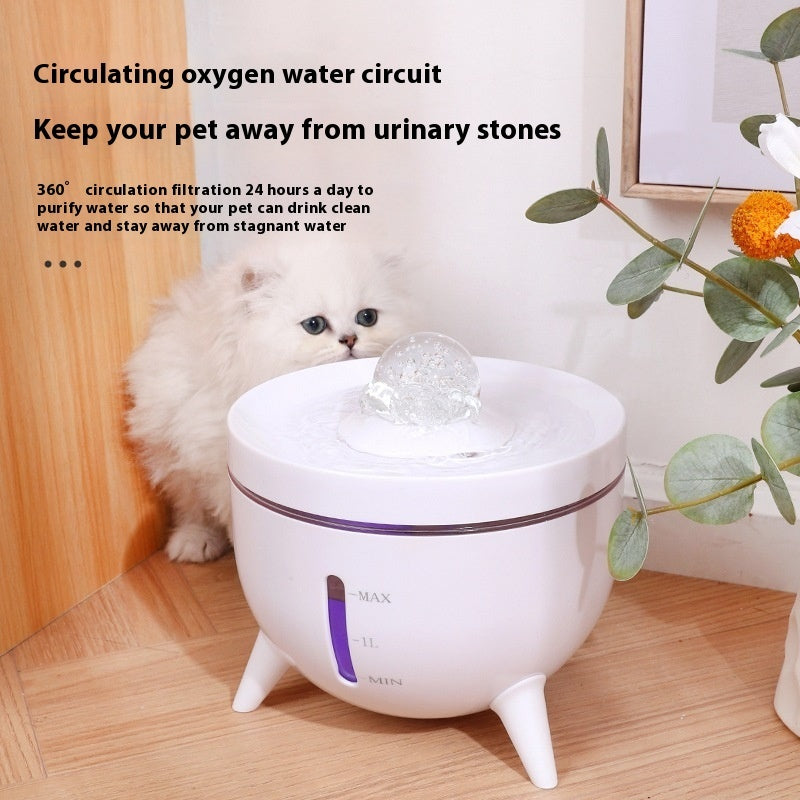 HKM-3048509 Crystal Ball Pet Water Dispenser with Automatic Circulation, 1800ml Capacity