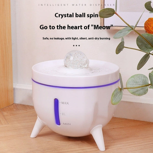 HKM-3048509 Crystal Ball Pet Water Dispenser with Automatic Circulation, 1800ml Capacity