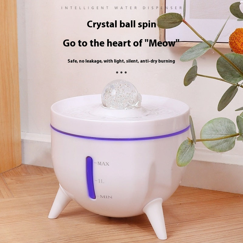 HKM-3048509 Crystal Ball Pet Water Dispenser with Automatic Circulation, 1800ml Capacity