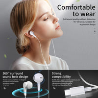 HKM-304915 Type-C Wired Earbuds with Microphone - In-Ear Sports Earphones for Samsung and OnePlus