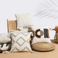 HKM-304979 Velvet Cushion Covers in Center Rhombus and Loop Designs - Modern Simple Style, Various Colors Available, 45x45cm and 30x50cm