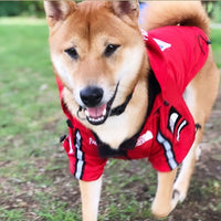 HKM-3050045 Large Dog Raincoat - Waterproof and Windproof, Available in Black and Red, Sizes S-5XL, Made of Durable Polyester