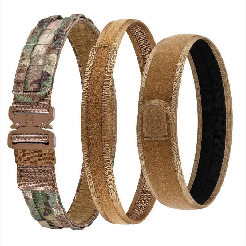HKM-3050429 Tactical Nylon Magic Tape Belt ¨C Camouflage, Brown & Black Options, Adjustable Inner Outer Fit