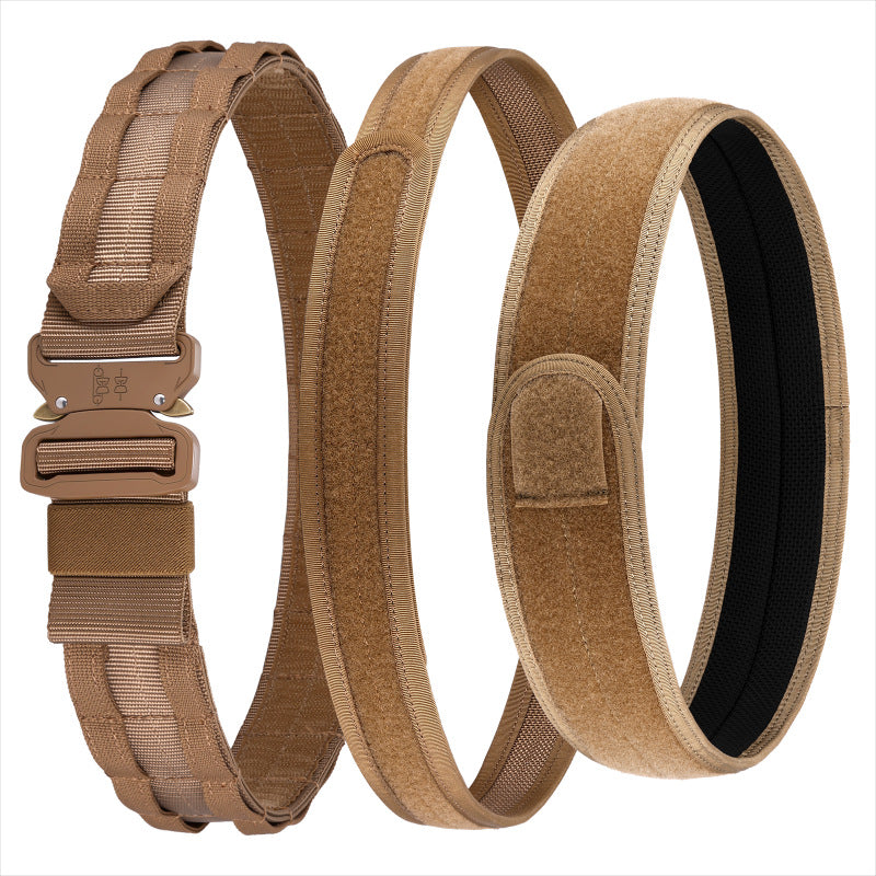 HKM-3050429 Tactical Nylon Magic Tape Belt ¨C Camouflage, Brown & Black Options, Adjustable Inner Outer Fit
