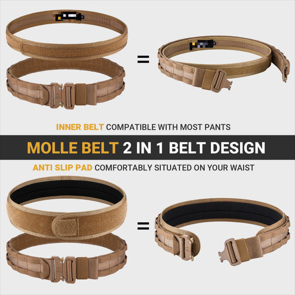 HKM-3050429 Tactical Nylon Magic Tape Belt ¨C Camouflage, Brown & Black Options, Adjustable Inner Outer Fit