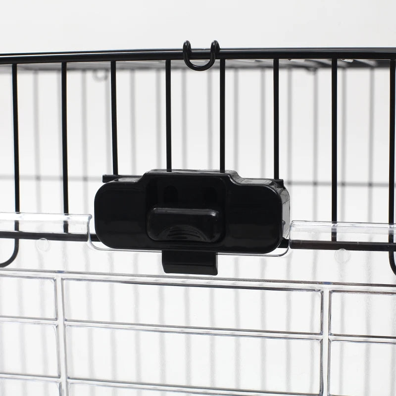 HKM-3052093 2-Level Small Animal Cage with Wheels, Removable Tray, Platform and Ramp for Rabbits, Chinchillas, and Ferrets - Black