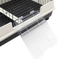 HKM-3052093 2-Level Small Animal Cage with Wheels, Removable Tray, Platform and Ramp for Rabbits, Chinchillas, and Ferrets - Black