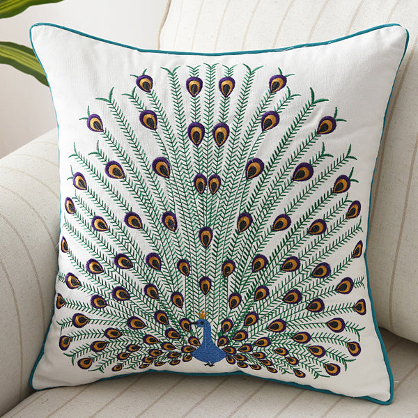 HKM-305299 Cartoon Peacock Pattern Cotton Cushion Pillow - 45x45 cm