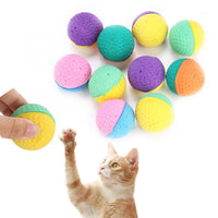 HKM-305363 Latex Foam Ball Cat Toy - 10 Random Color Set, 3.8cm Diameter Chase Balls