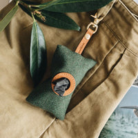 HKM-3054653 Portable Dog Poop Bag Holder - Green & Gray Felt, Compact Size 9*5*2cm