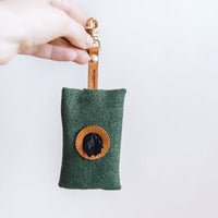 HKM-3054653 Portable Dog Poop Bag Holder - Green & Gray Felt, Compact Size 9*5*2cm