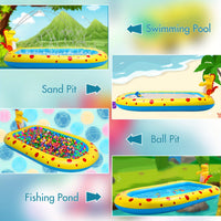 HKM-3055677 Dinosaur-Themed Water Spray Play Mat for Kids and Pets, 170x105x65cm