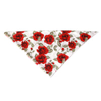 HKM-3055805 Red Rose Floral Cotton Pet Scarf Collar with Bow Tie, Plaid Turban – Adjustable 25-48CM for All Seasons