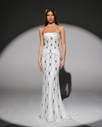 HKM-305619 Elegant White Evening Gown for Women - Style EZ25212