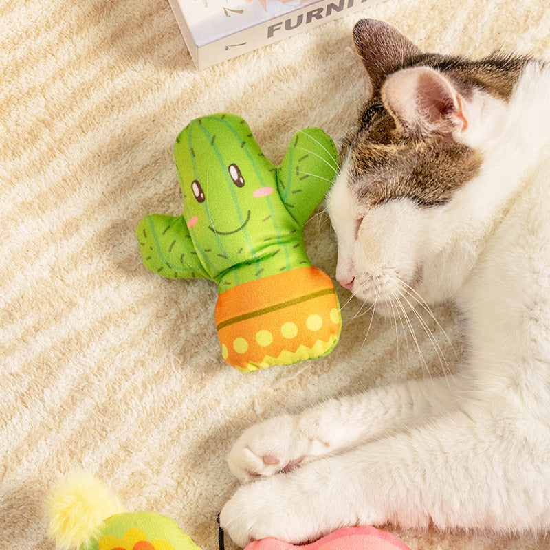 HKM-3056829 Cat Plush Chew Toy - Mint Scented with Insect, Mushroom, and Flower Designs