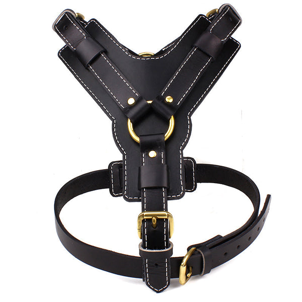 HKM-3057469 Cowhide Pet Chest and Back Harness for Medium to Large Dogs, Sizes M and L Available