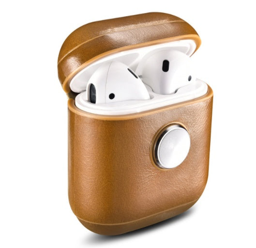 HKM-305811 Leather Protective Sleeve for Wireless Earphones, Shockproof and Fall-Proof, Compatible with iPhone Models